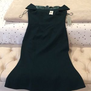 Rickie Freeman Teri Jon teal off shoulder dress